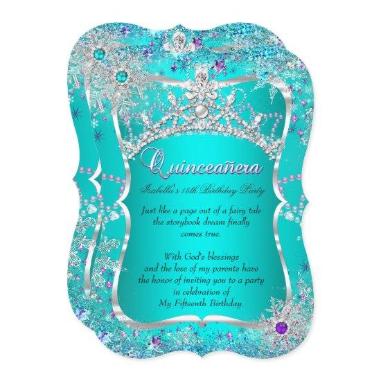 Quinceanera 15th Winter Wonderland Teal Purple