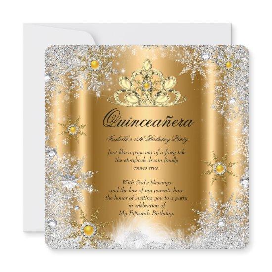 Quinceanera 15th Winter Wonderland Yellow Gold 2