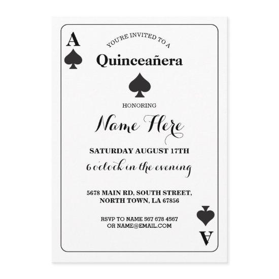 Quinceañera Ace Spades Playing Card Vegas Birthday
