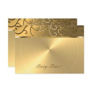 Quinceanera All Gold Filigree Swirl Border