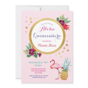 Quinceanera Aloha Flamingo Birthday Party Invite