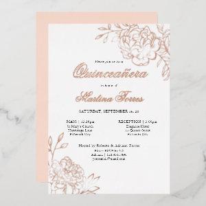 Quinceanera and Mass Elegant Botanical Rose Gold Foil