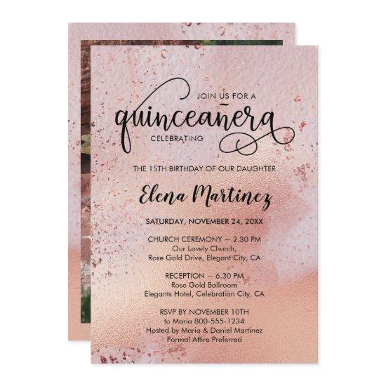 Quinceanera and Mass Elegant Rose Gold Photo