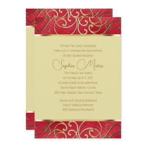 Quinceañera Any Color Border Gold Filigree Swirls