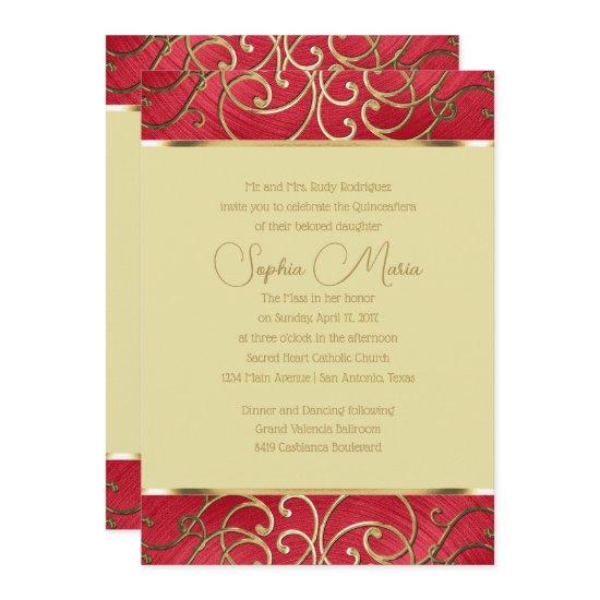 Quinceañera Any Color Border Gold Filigree Swirls
