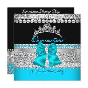 Quinceanera Aqua Blue Diamond Lace Birthday Party