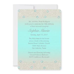 Quinceanera Aqua Sparkle and Lace