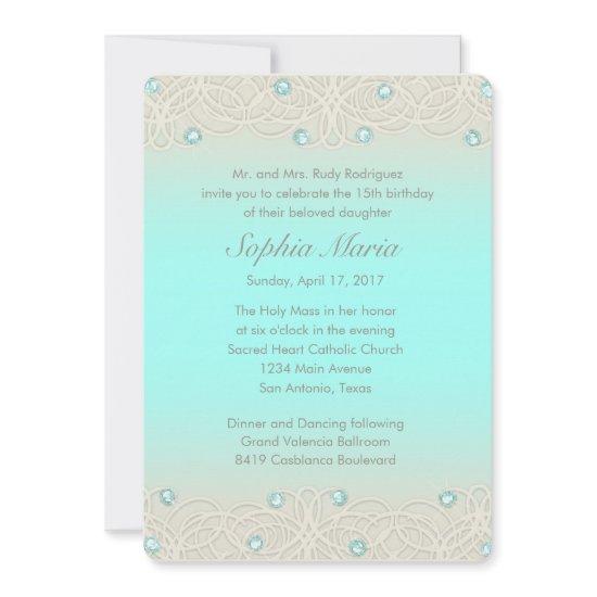 Quinceanera Aqua Sparkle and Lace