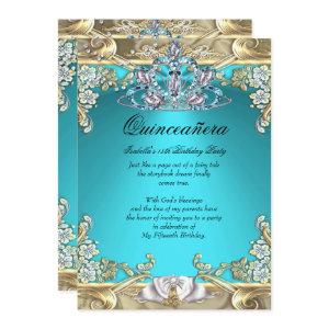 Quinceanera Aqua Teal Gold 15th Birthday Party