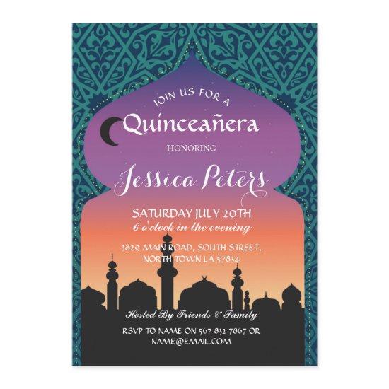 Quinceanera Arabian Nights Birthday Party Invite
