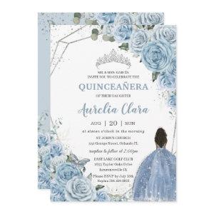 Quinceañera Baby Blue Floral Brown Princess 15th
