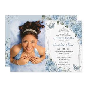 Quinceañera Baby Blue Floral Butterflies 16th