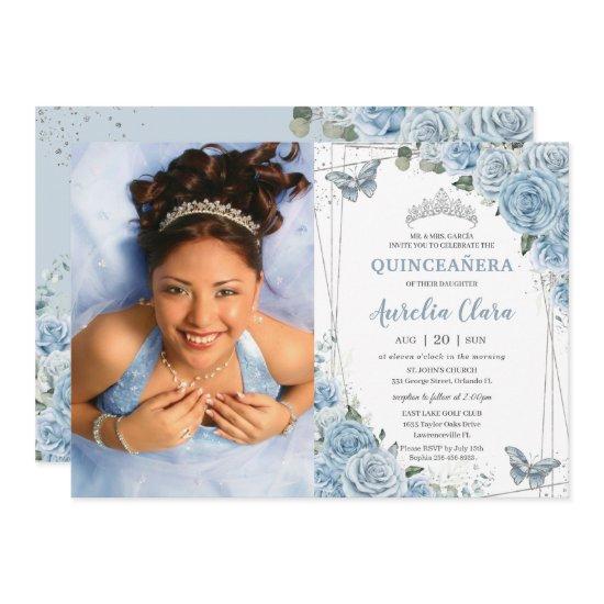 Quinceañera Baby Blue Floral Butterflies 16th