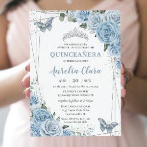 Quinceañera Baby Blue Floral Butterflies 16th