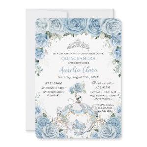 Quinceañera Baby Blue Floral Cinderella Coach
