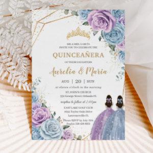 Quinceañera Baby Blue Lilac Purple Floral Twins