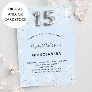 Quinceanera baby blue silver glitter