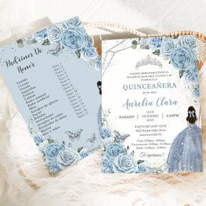 Quinceañera Baby Soft Blue Floral 15 Años Padrinos