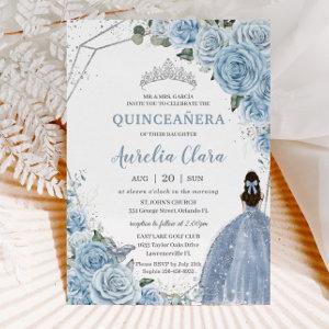 Quinceañera Baby Soft Blue Floral Princess 15 Años
