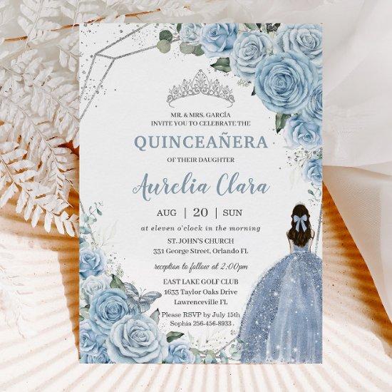 Quinceañera Baby Soft Blue Floral Princess 15 Años