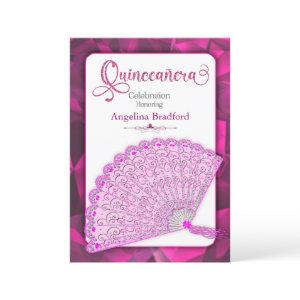 Quinceañera Beautiful Spanish Fan Purple & Fuchsia