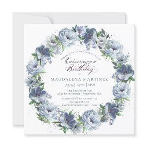 Quinceanera Birthday Dusty Blue Flower Wreath