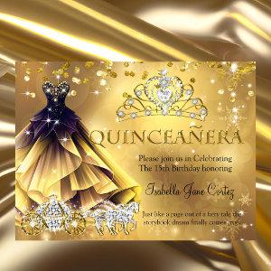 Quinceanera Birthday Gold Dress Tiara Carriage b