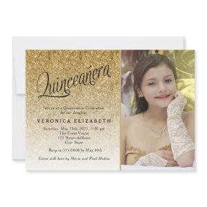 Quinceanera Birthday Gold Glitter Photo