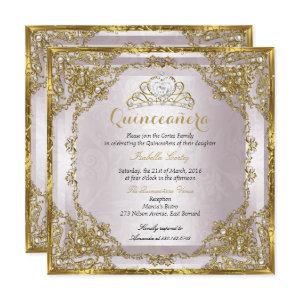 Quinceanera Birthday Gold Pearl Pink Damask