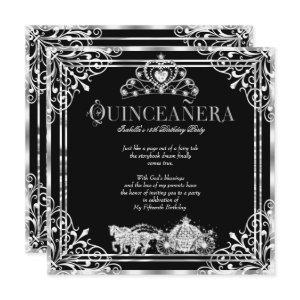 Quinceanera Birthday Horse Carriage Black Silver 2