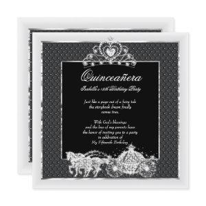 Quinceanera Birthday Horse Carriage Black Silver