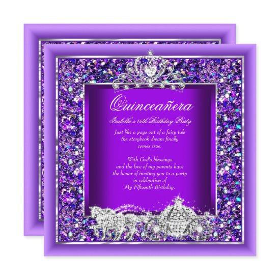 Quinceanera Birthday Horse Carriage Purple
