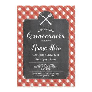 Quinceañera Birthday Party BBQ Red Gingham Chalk