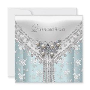 Quinceañera Birthday Party Blue White Butterfly