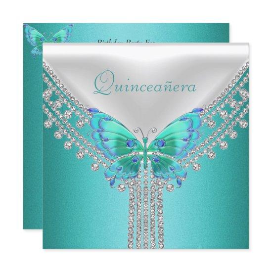 Quinceañera Birthday Party Blue White Butterfly