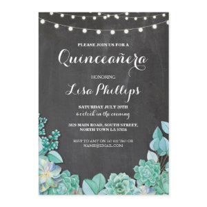 Quinceanera Birthday Party Chalk Succulents Invite