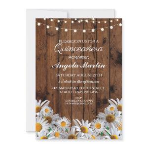 Quinceanera Birthday Party Daisy Wood Invite 15th
