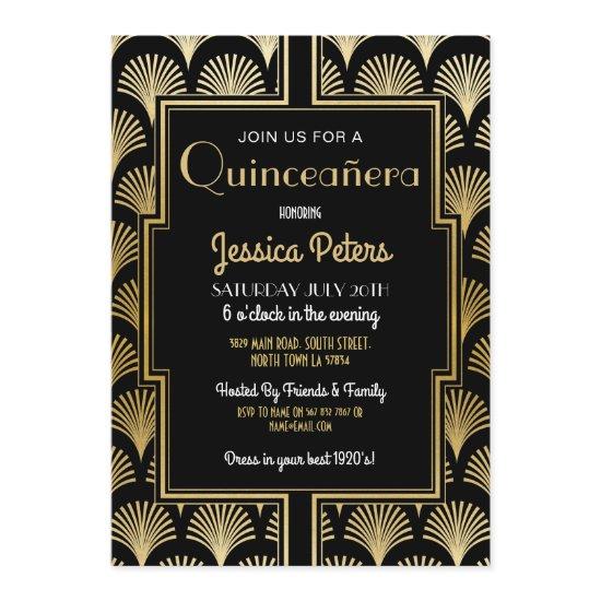 Quinceañera Birthday Party Gatsby Art Deco Gold