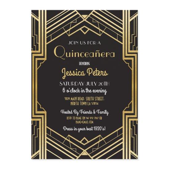Quinceañera Birthday Party Gatsby Art Deco Invite