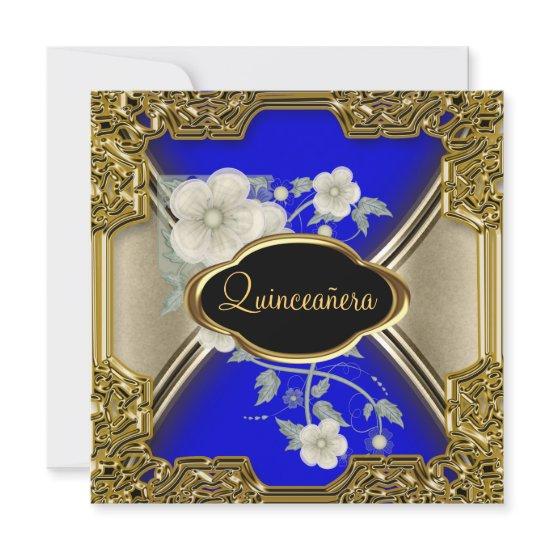 Quinceañera Birthday Party Gold Black blue