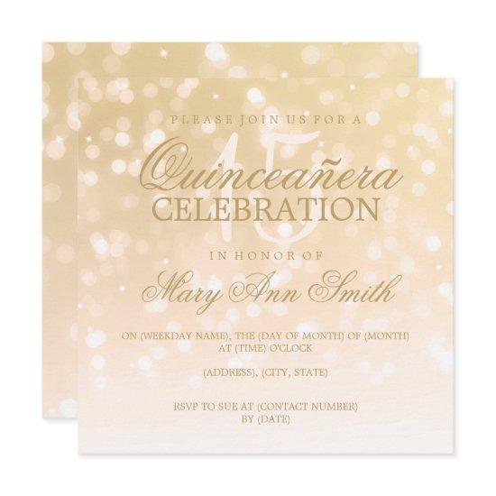 Quinceanera Birthday Party Gold Sparkle Lights