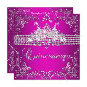 Quinceanera Birthday Party Hot Pink Silver Tiara
