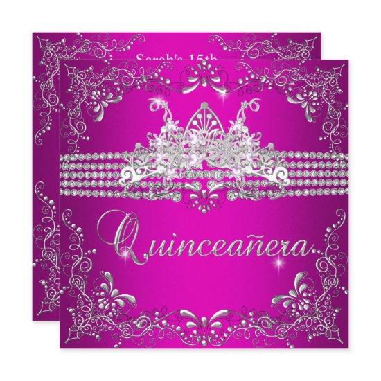 Quinceanera Birthday Party Hot Pink Silver Tiara