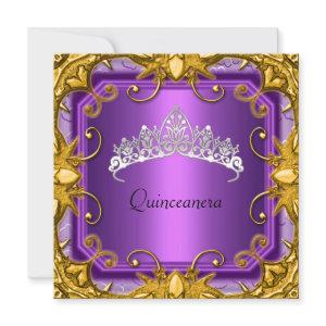 Quinceanera Birthday Party Purple Gold White Tiara