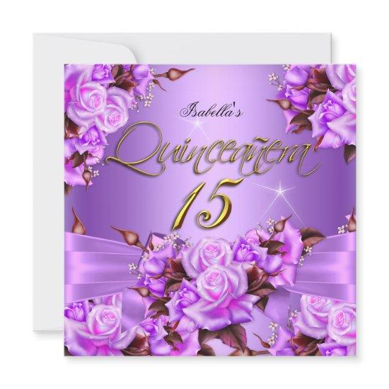 Quinceanera Birthday Party Purple Pink Rose Bow