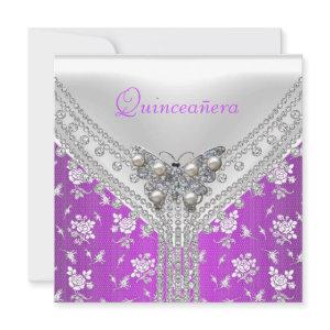 Quinceañera Birthday Party Purple White Butterfly