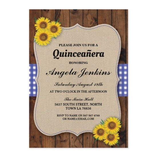 Quinceanera Birthday Party Sunflower BBQ Invite