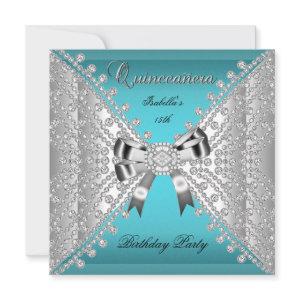 Quinceanera Birthday Party Teal Blue Diamonds