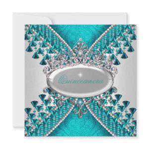 Quinceanera Birthday Party Teal Blue White Beads