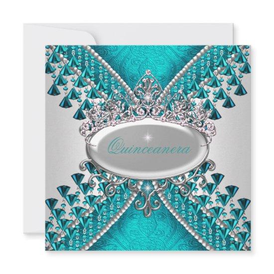 Quinceanera Birthday Party Teal Blue White Beads
